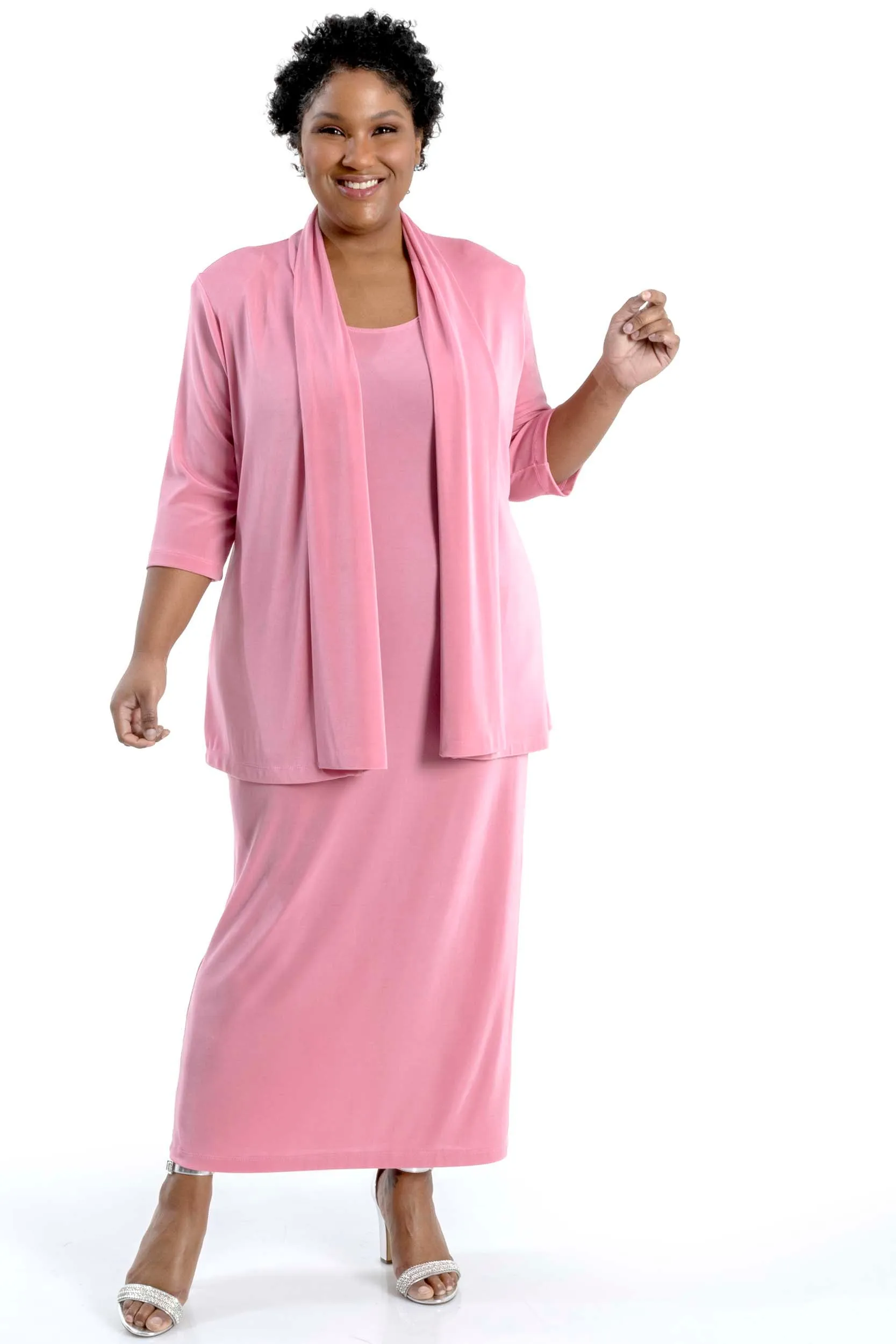 Vikki Vi Classic Carnation 3/4 Sleeve Kimono Jacket
