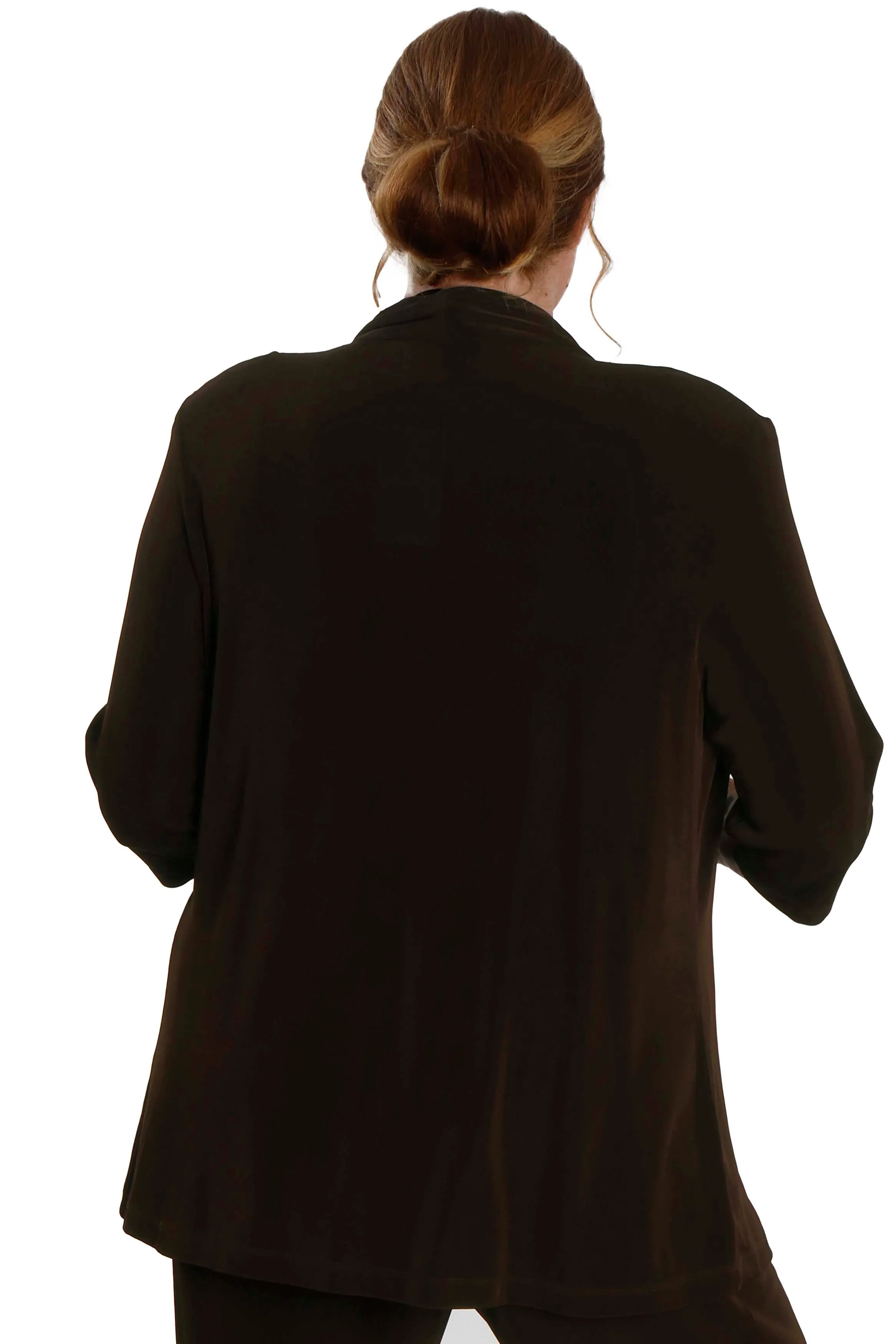Vikki Vi Classic Chocolate 3/4 Sleeve Kimono Jacket
