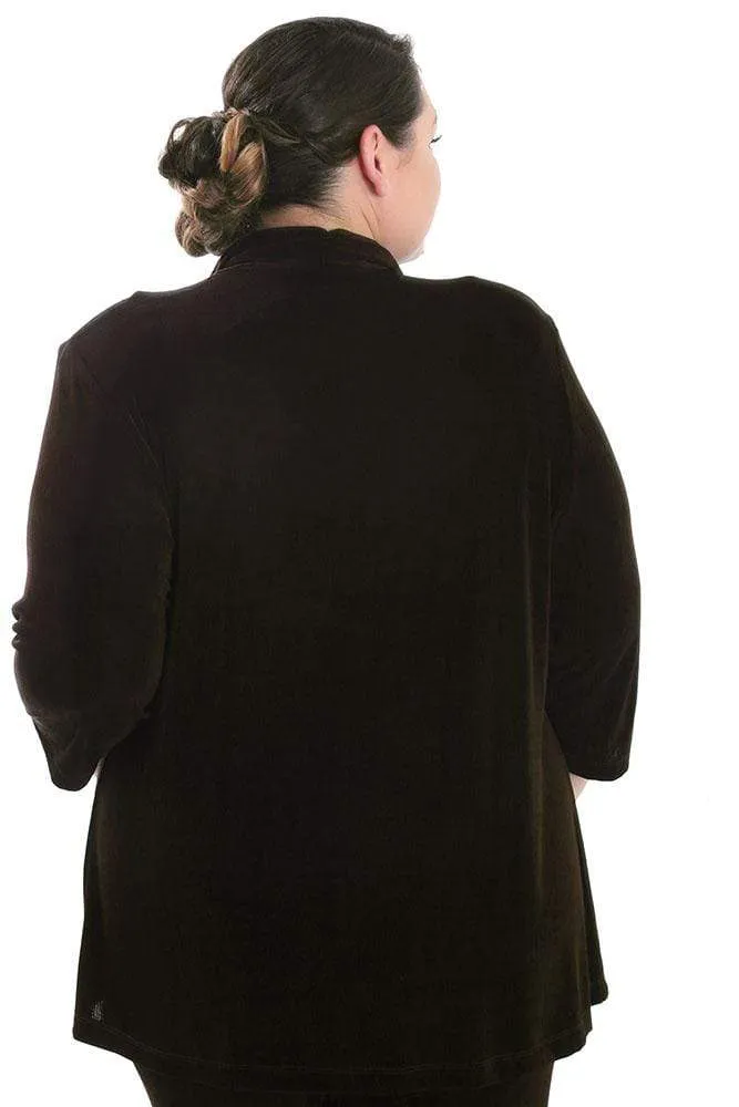 Vikki Vi Classic Chocolate 3/4 Sleeve Kimono Jacket