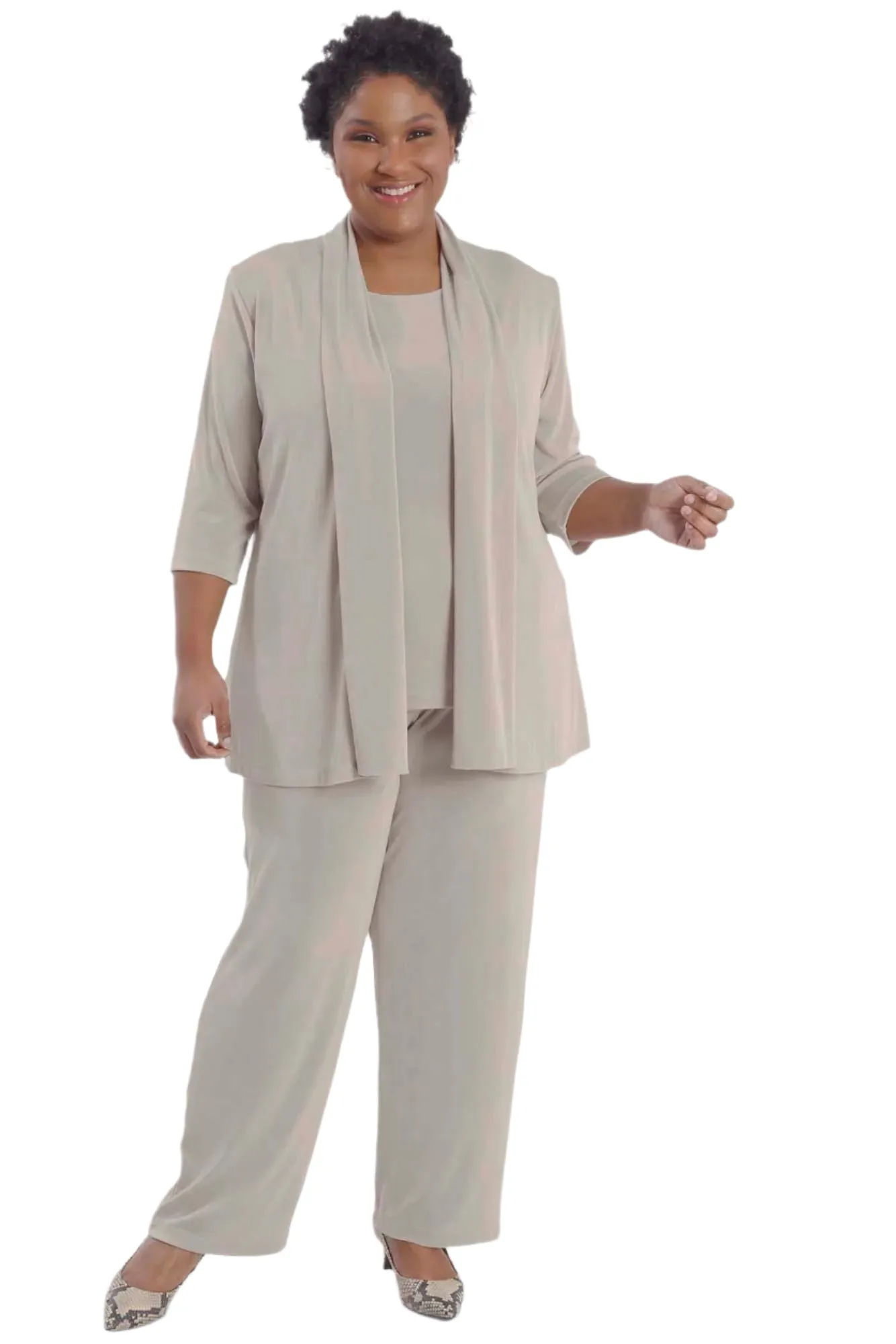 Vikki Vi Classic Sand 3/4 Sleeve Kimono Jacket