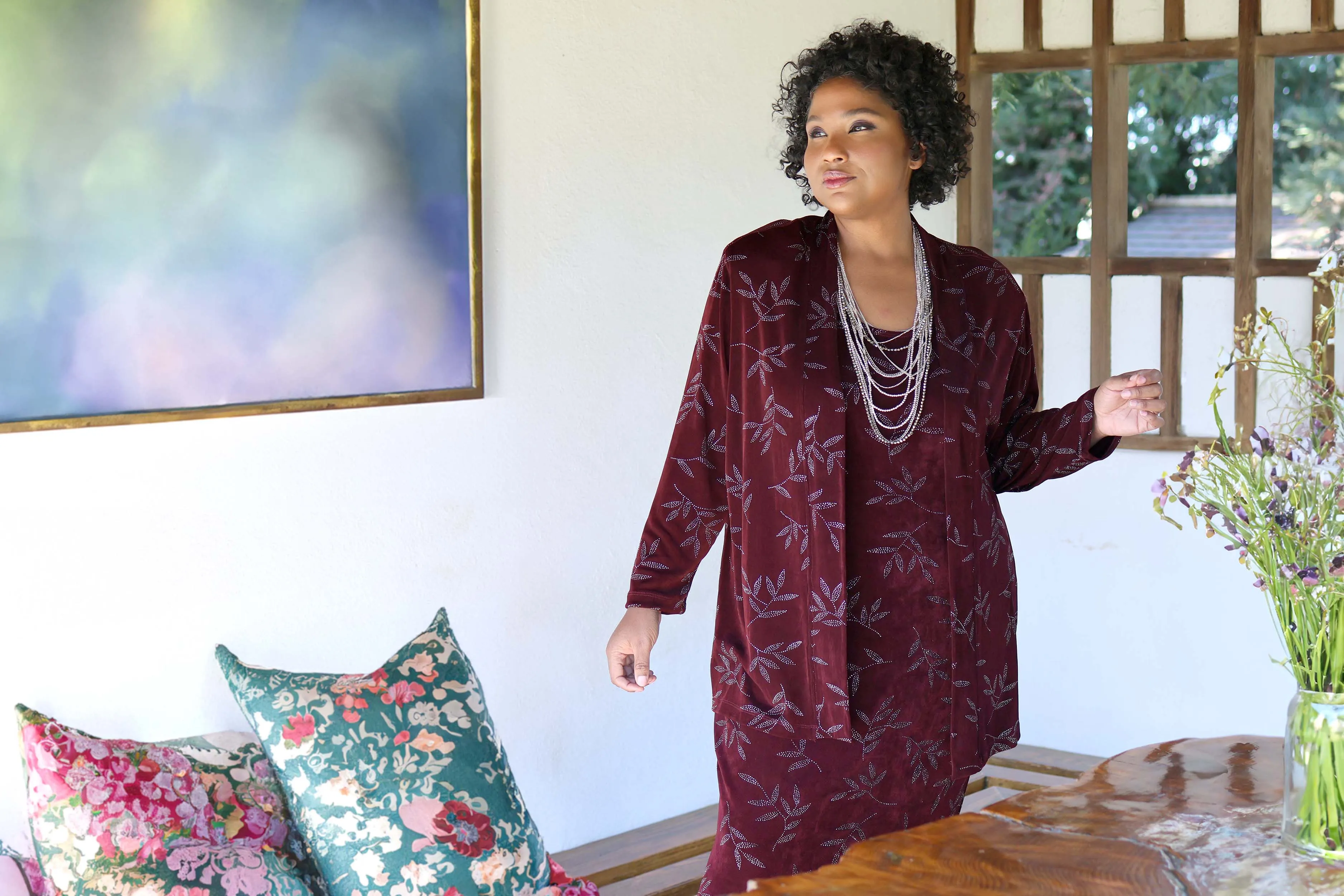 Vikki Vi Classic Shiraz Sparkle Kimono Jacket