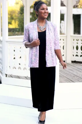 Vikki Vi Jersey Pink Paisley 3/4 Sleeve Kimono Jacket