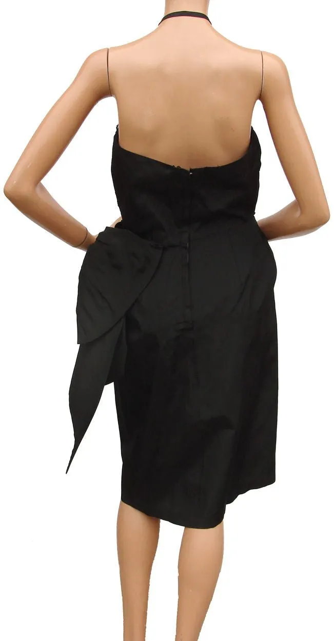 Vintage 1950s Cocktail Dress Black Sequin Taffeta with Bolero by GiGi Young - Small