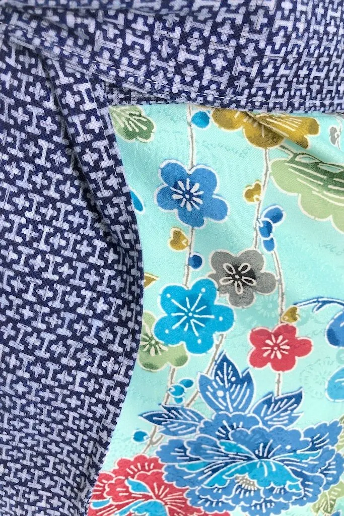 Vintage Aqua Blue Floral Kimono Robe