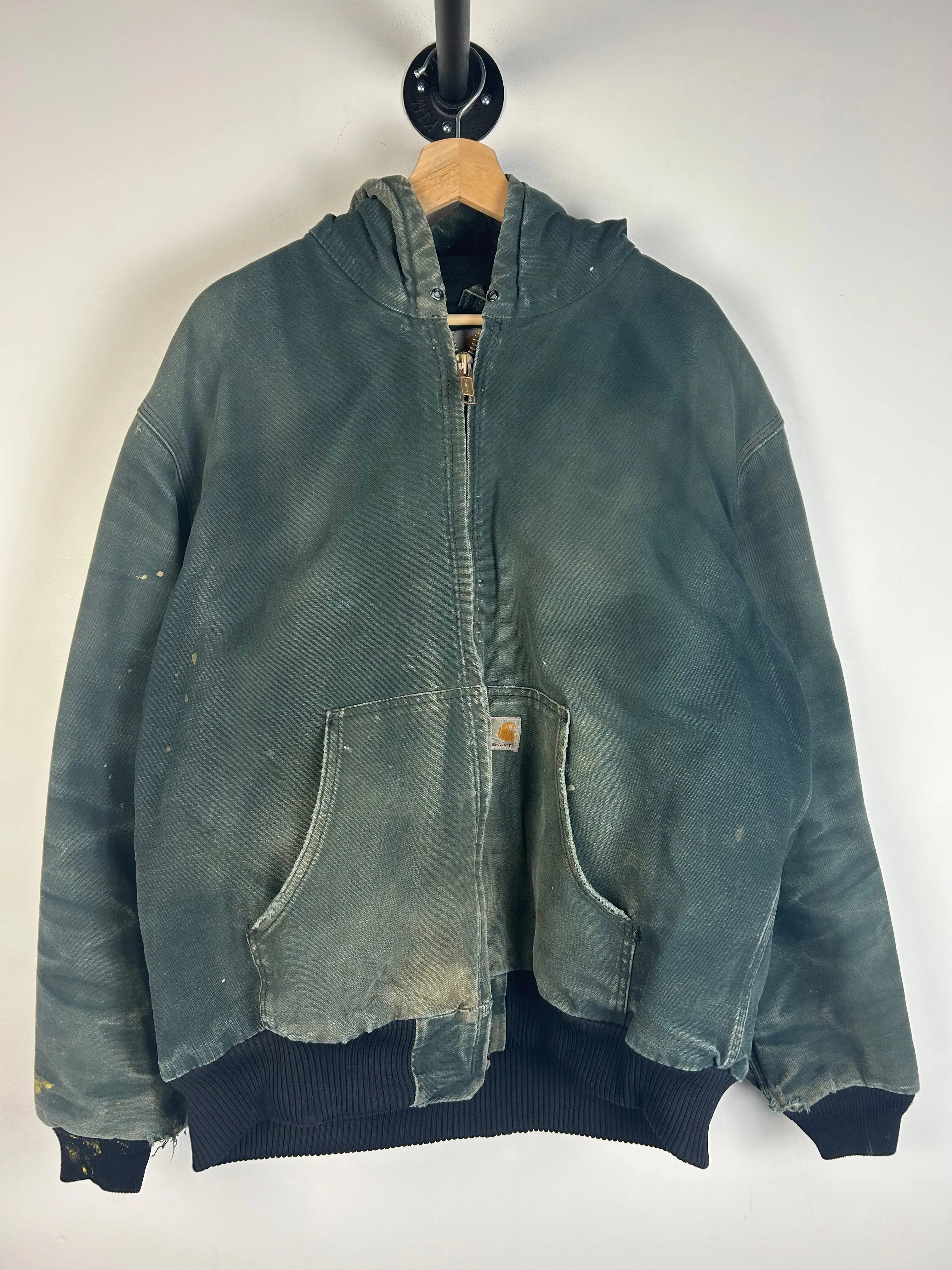 Vintage Carhartt Thrashed Active Hooded Black Jacket