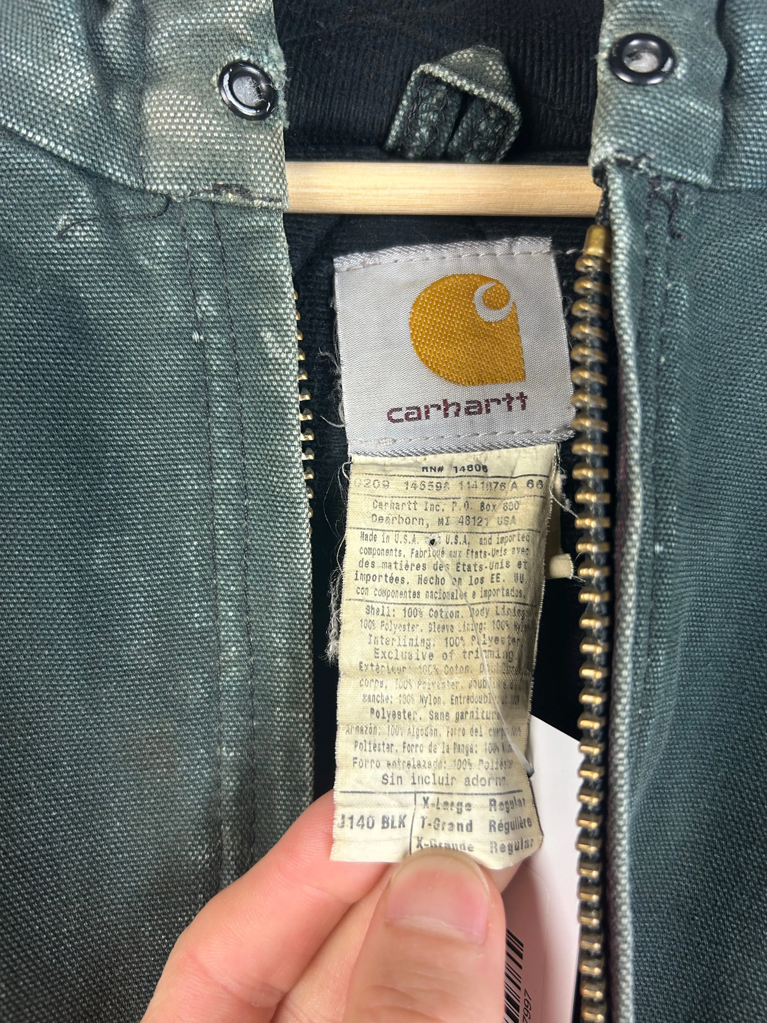 Vintage Carhartt Thrashed Active Hooded Black Jacket
