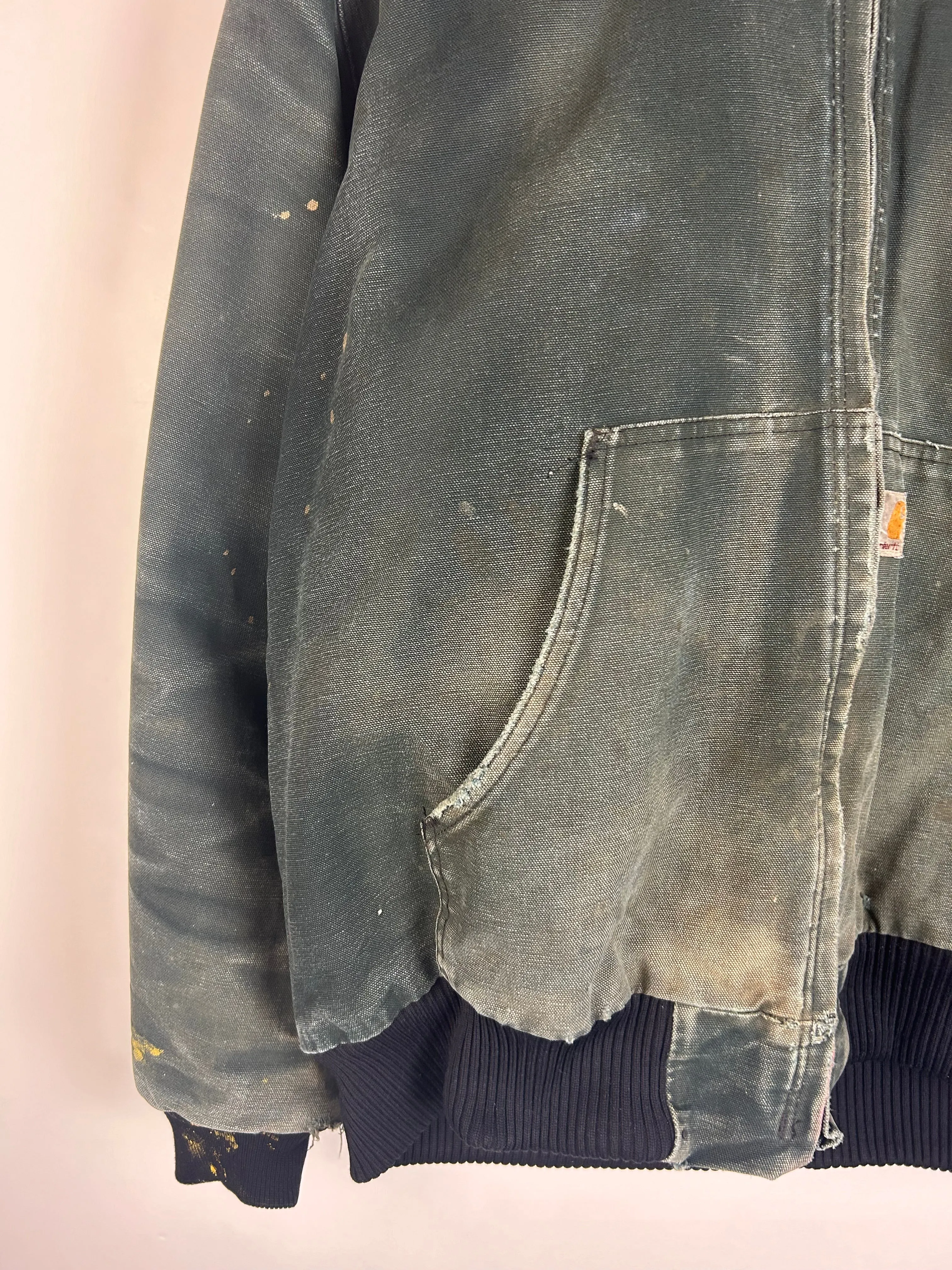 Vintage Carhartt Thrashed Active Hooded Black Jacket