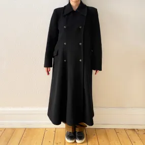 Vintage Double-breasted Black Wool Coat