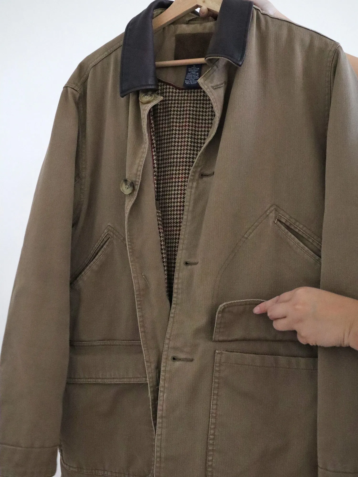 Vintage Houndstooth Quilted Coat (M)