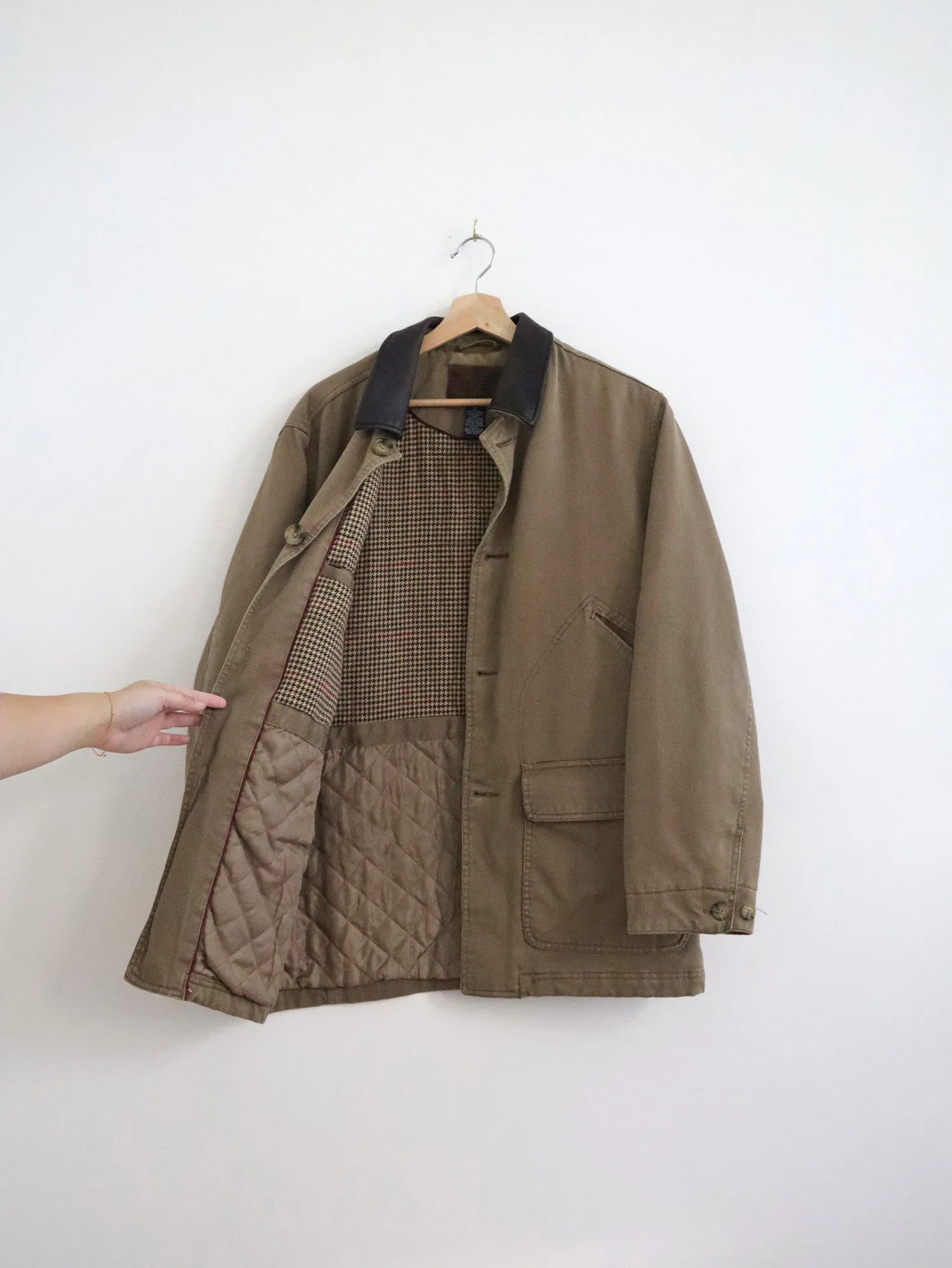 Vintage Houndstooth Quilted Coat (M)