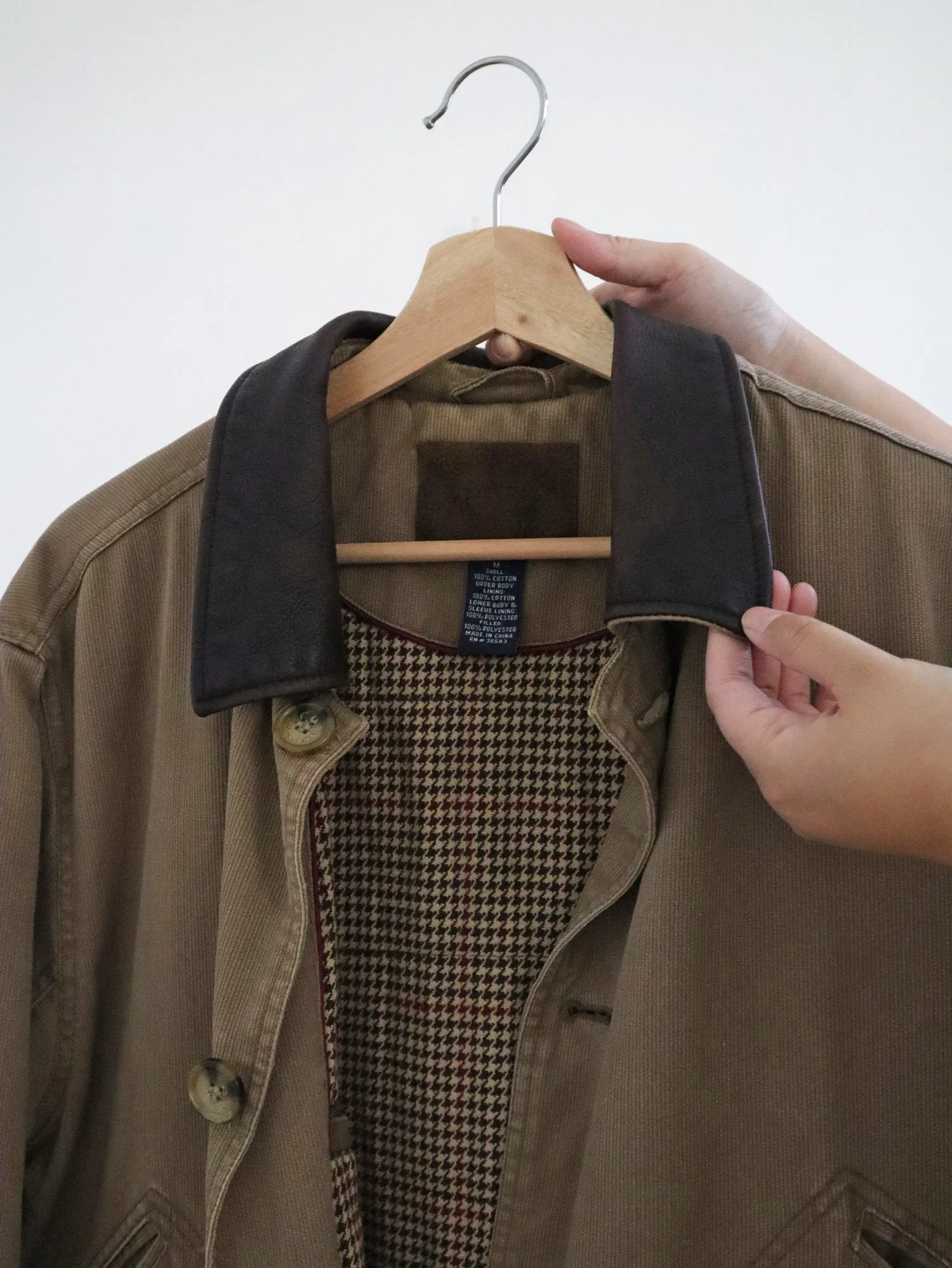 Vintage Houndstooth Quilted Coat (M)