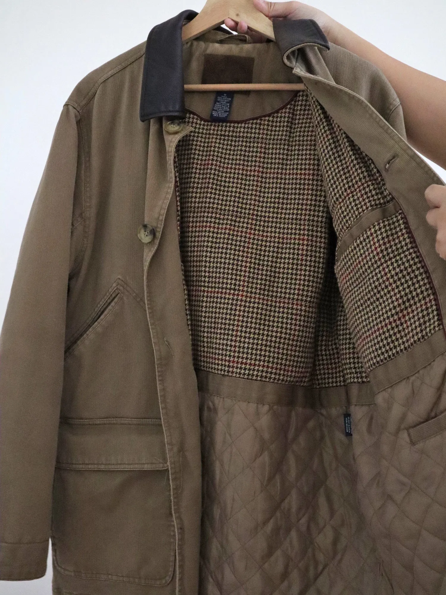Vintage Houndstooth Quilted Coat (M)