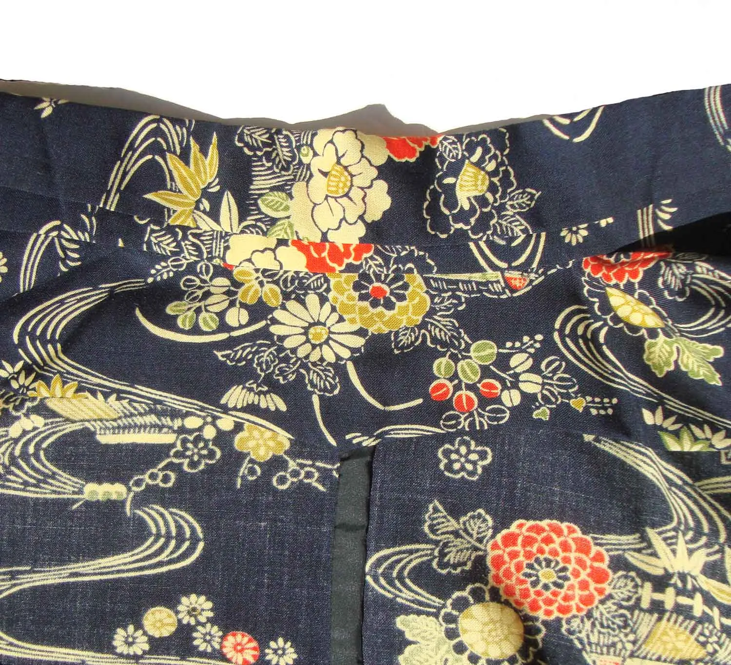 Vintage Silk Kimono Floral Stenciled Novelty Print