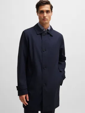 WATERPROOF COAT BLENDED WITH WOOL Marine