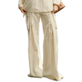 Wide-leg Tie trousers In White