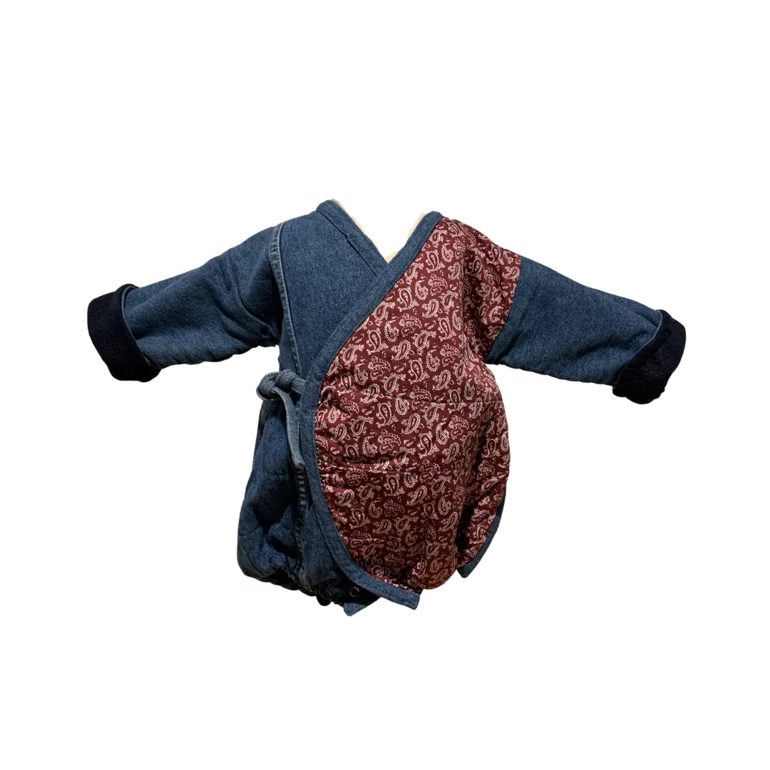 Winter Kimono onesie for babies.