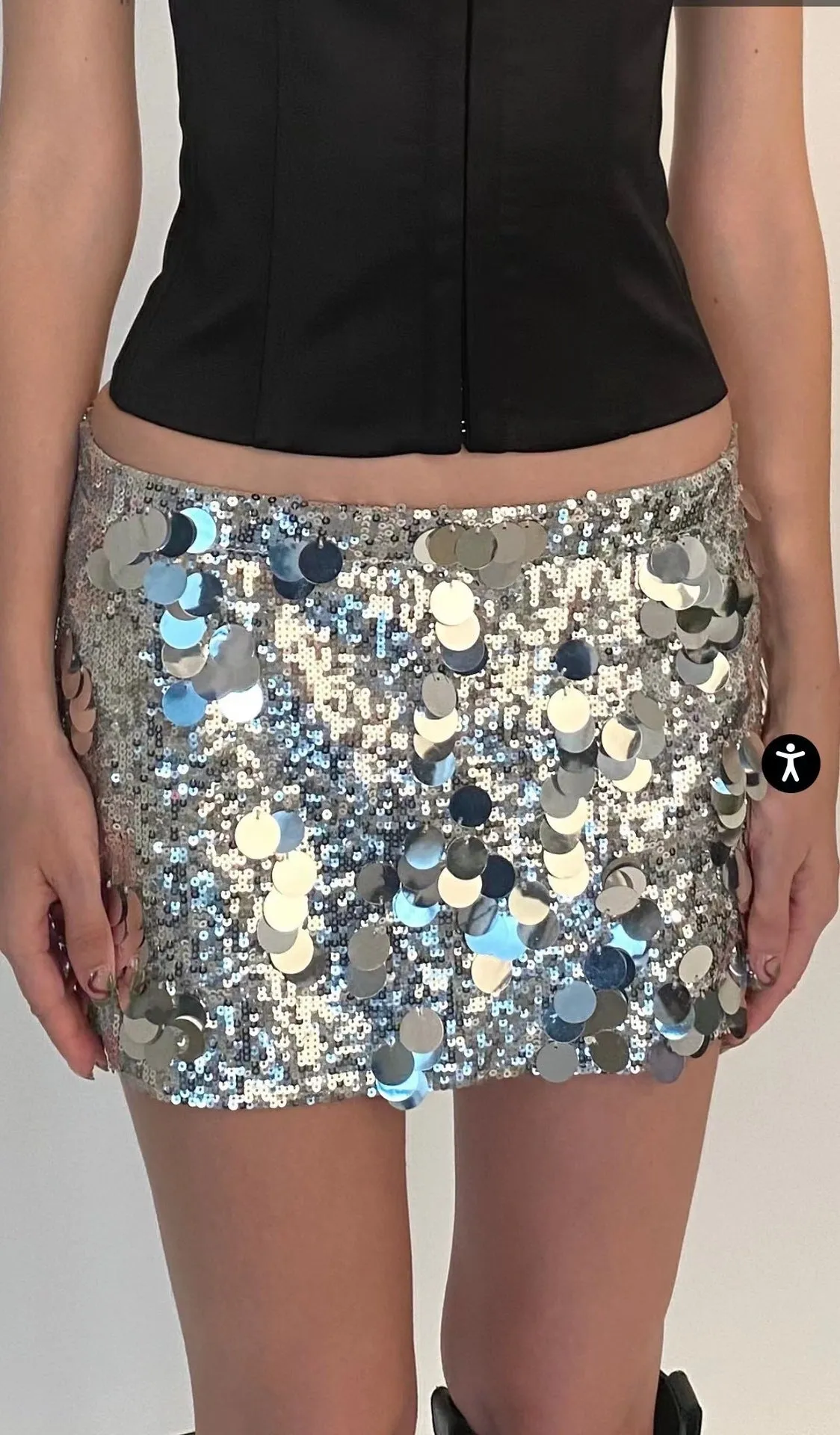 Wjczt barn jacket outfits Heavy Industry Sequined Low Waist Fashion Hot Girl Small Half-Length Sheath A- line Skirt