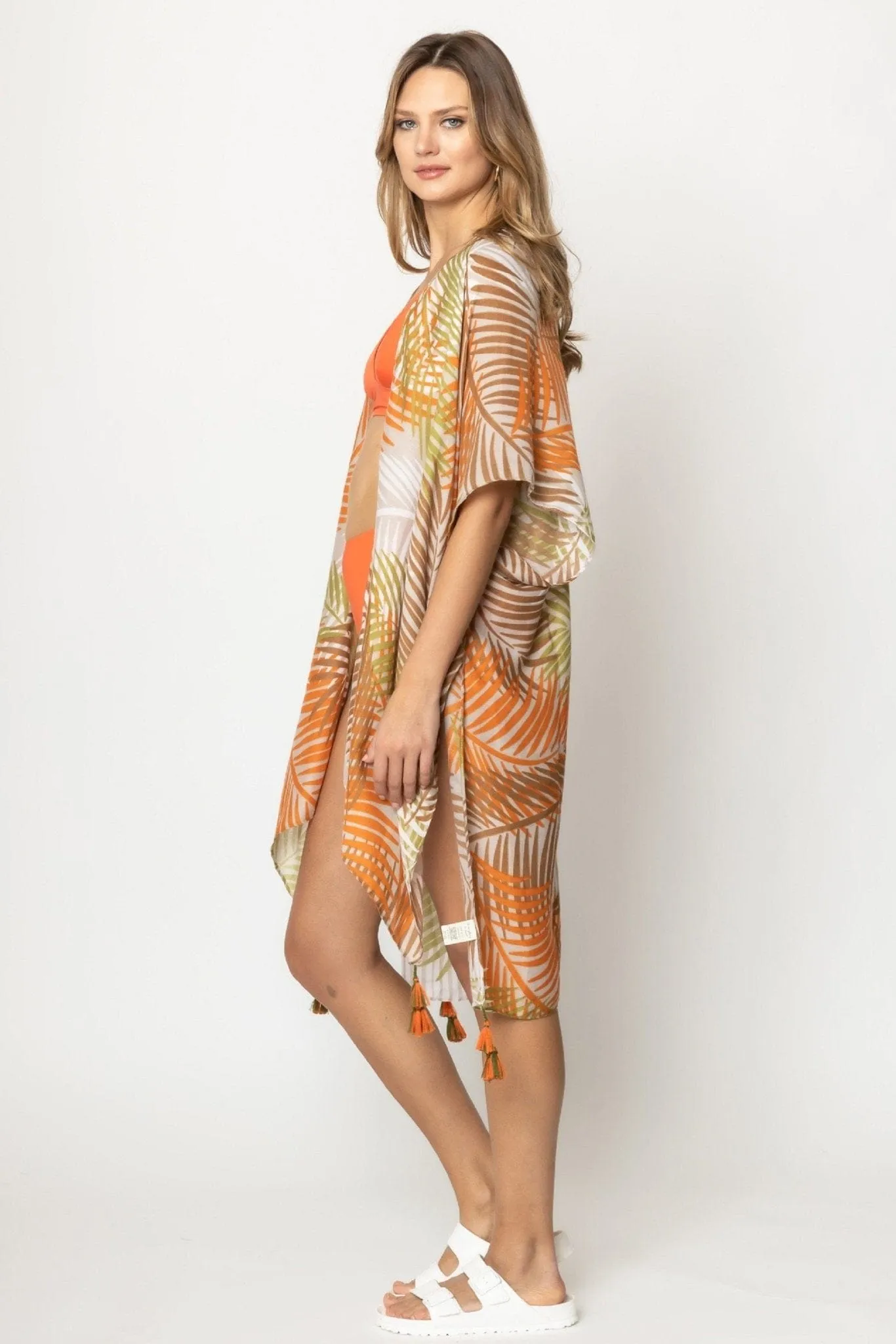 WLK310079 Sara Palm Print Kimono