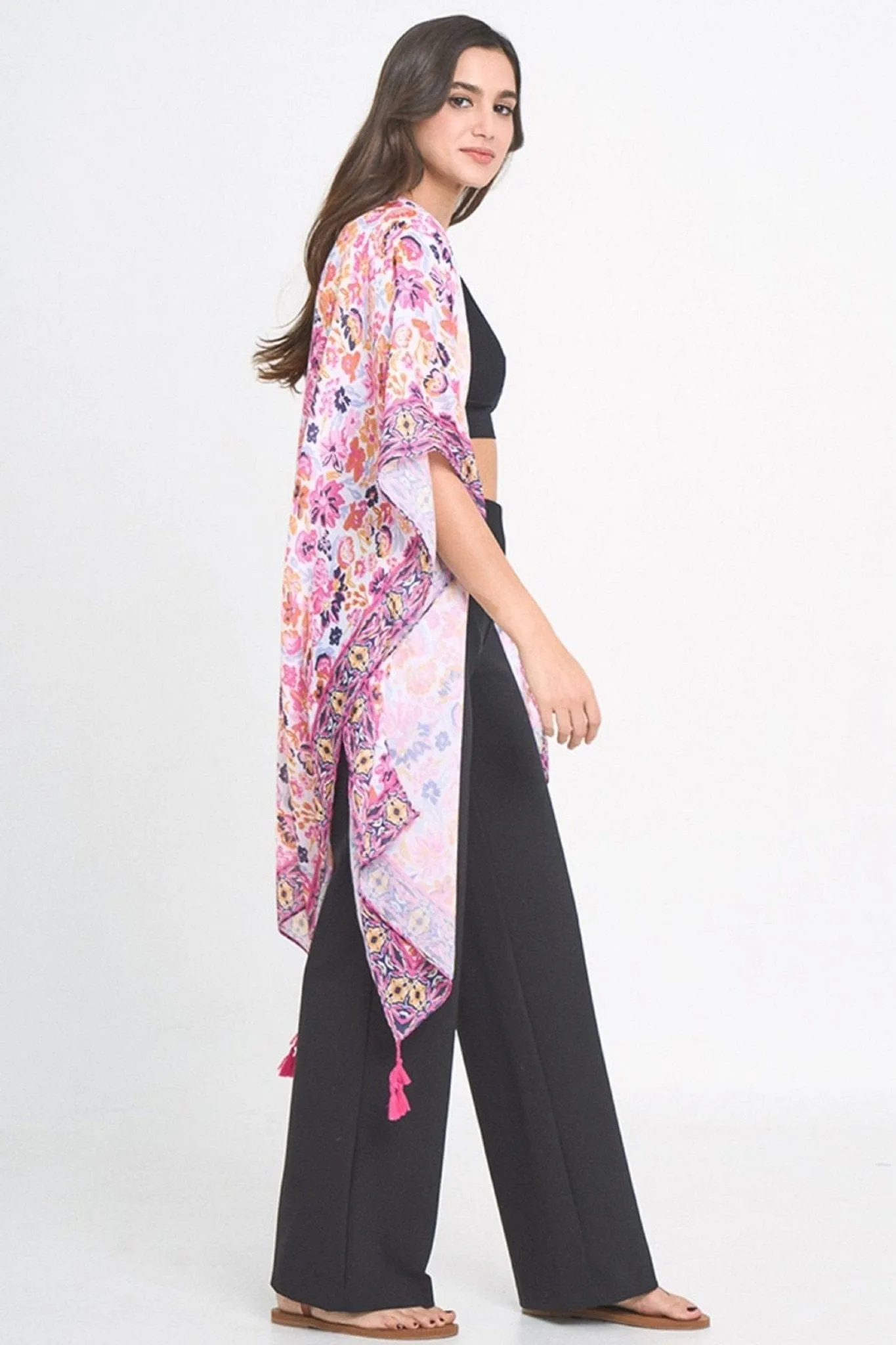 WLK310370 Francesca Floral Print Kimono