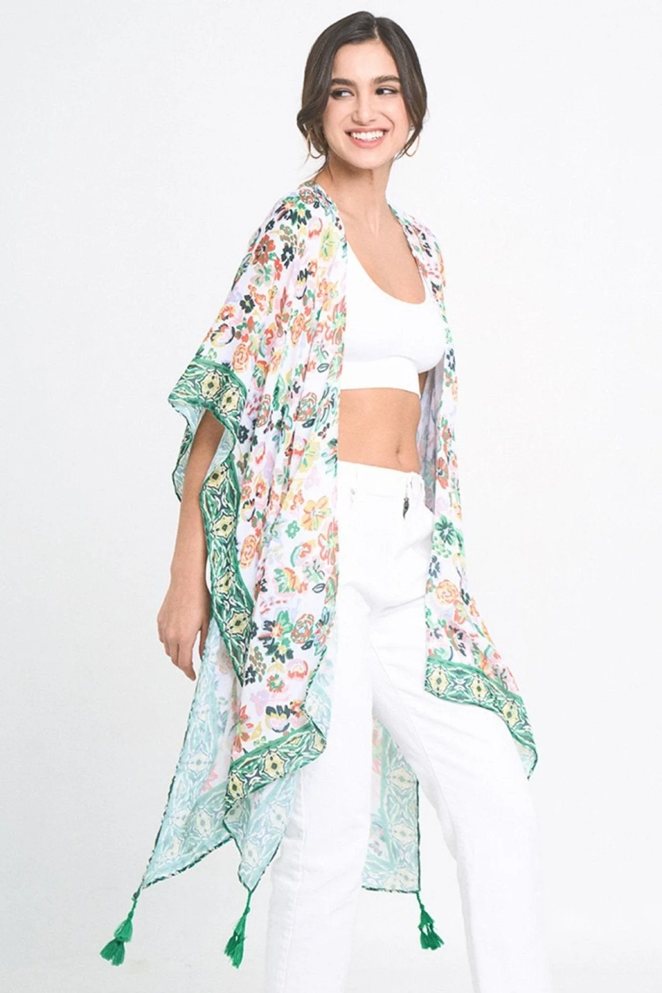 WLK310370 Francesca Floral Print Kimono