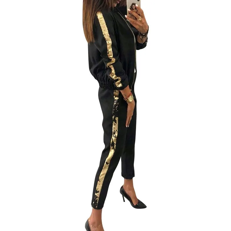Women Casual Cotton Tracksuit Women 2 Piece Set Zipper Jacket and Pants