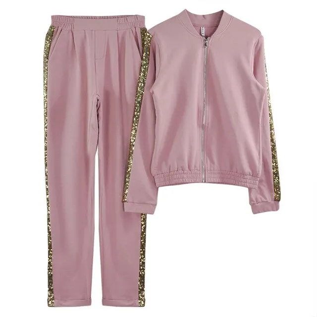 Women Casual Cotton Tracksuit Women 2 Piece Set Zipper Jacket and Pants