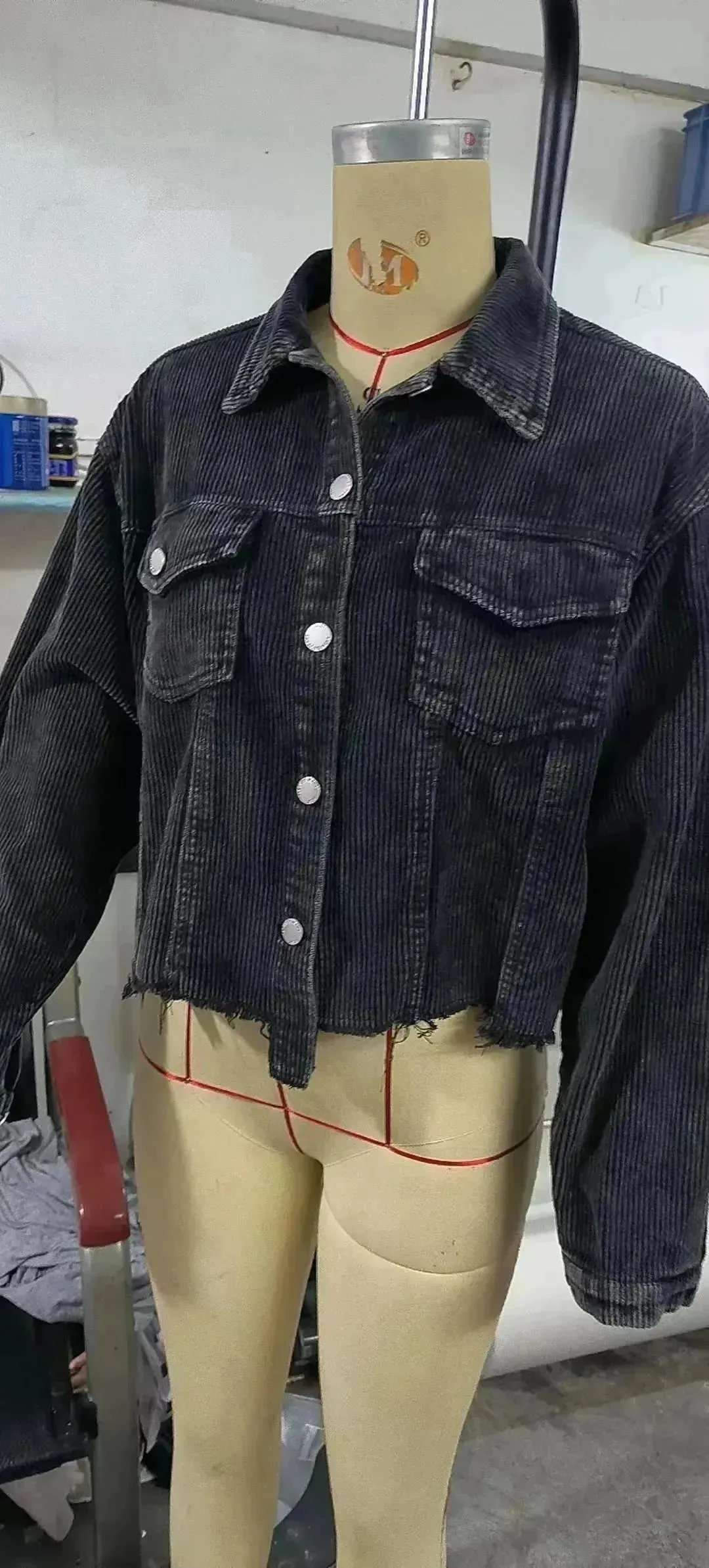 Women Christmas Corduroy Rugby Sequined crop Jacket