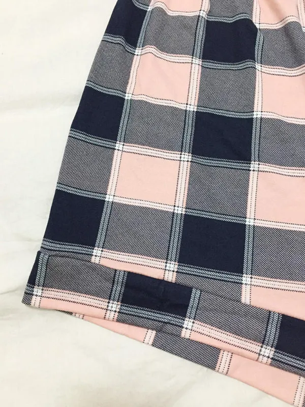Women's Adjustable Waist Plaid Print Boyshorts - Plus-Size Shorts