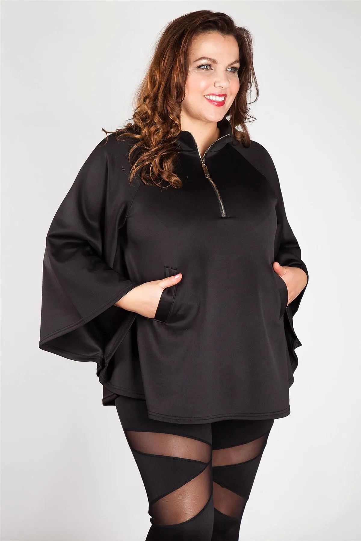 Womens Black Kimono Capes Dress - S/M