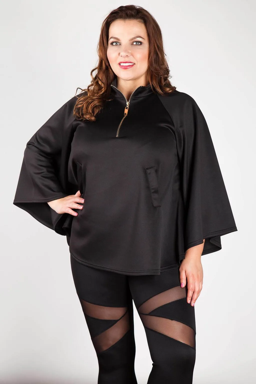 Womens Black Kimono Capes Dress - S/M