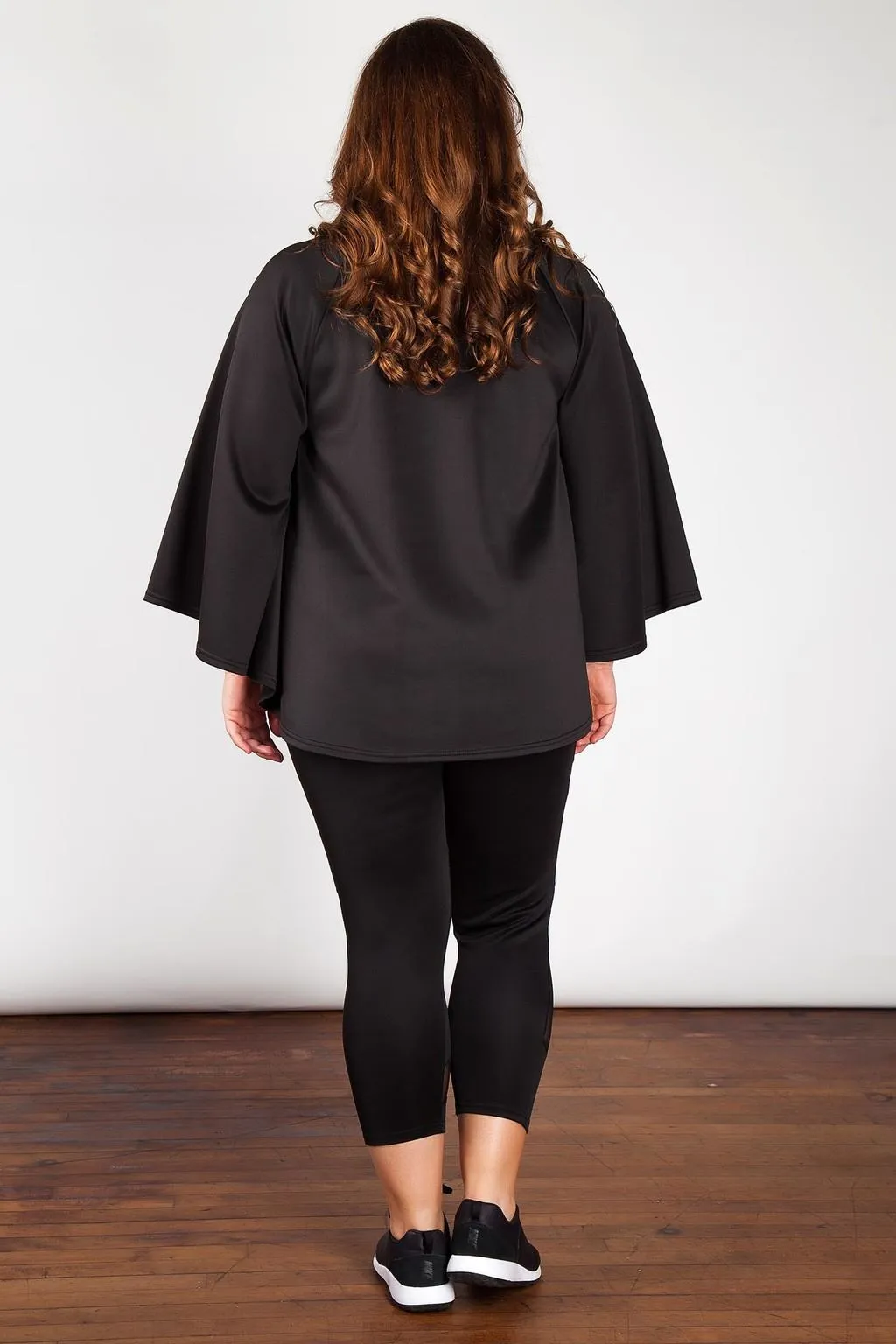 Womens Black Kimono Capes Dress - S/M