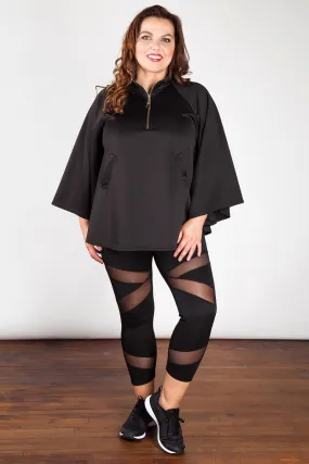 Womens Black Kimono Capes Dress - S/M