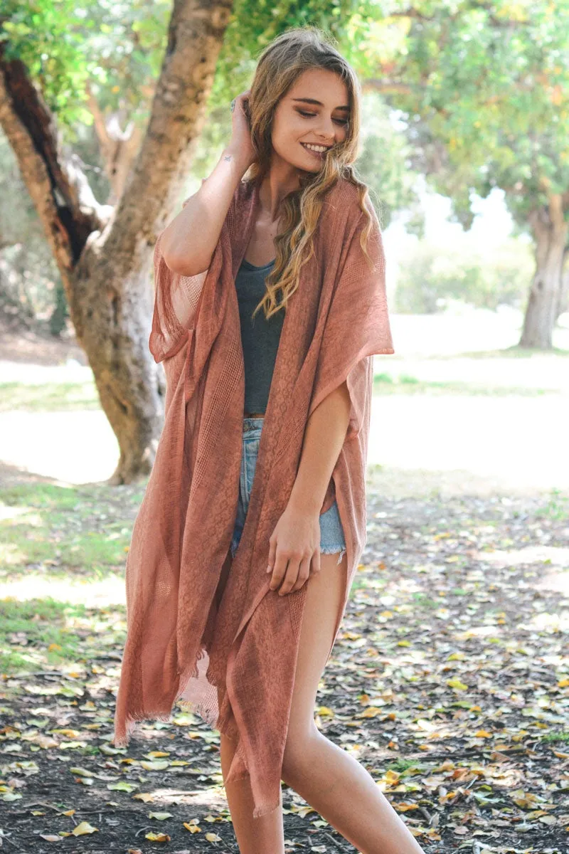 Woven Long Line Tribal Kimono