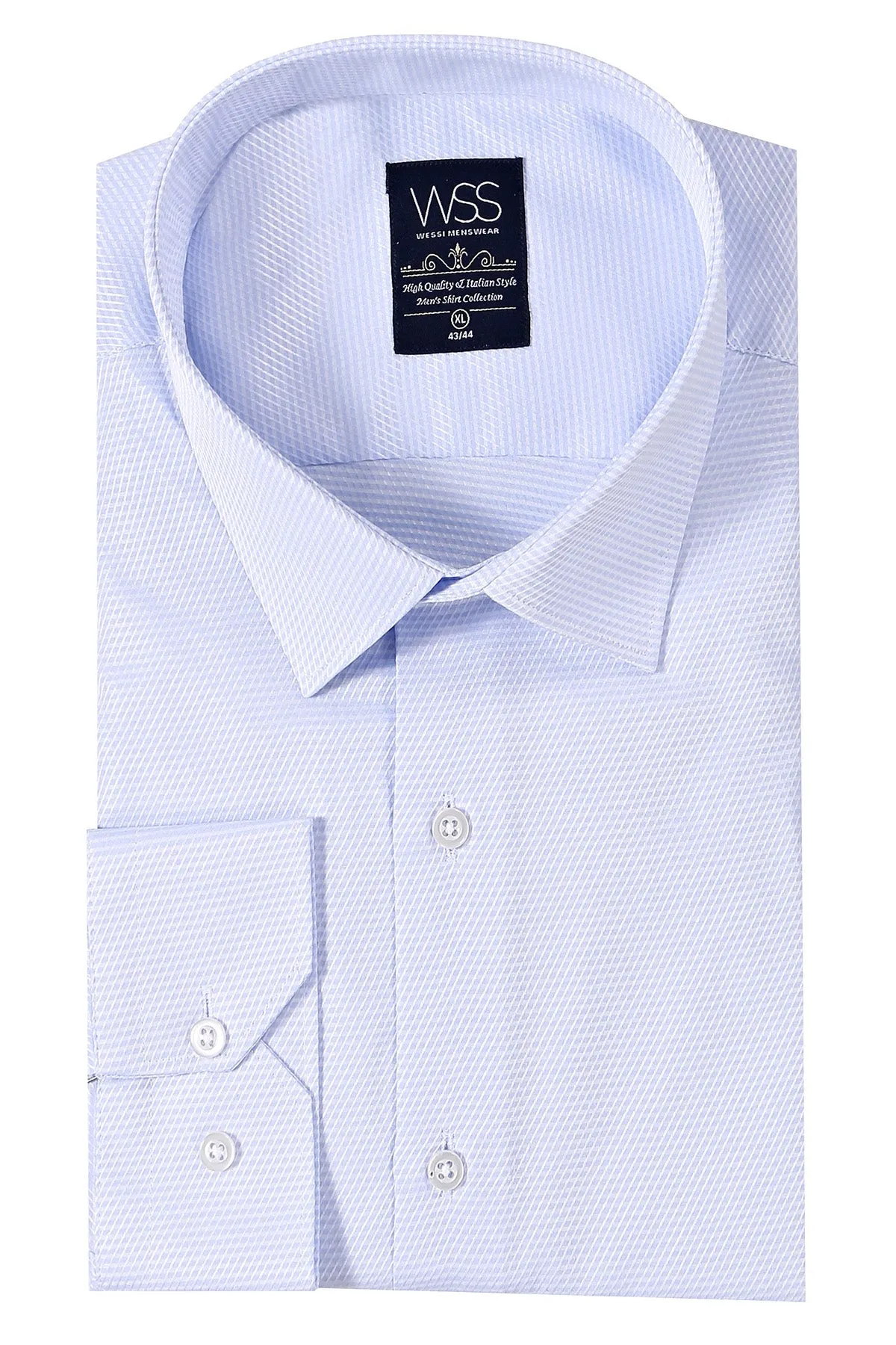 WSS Patterned Casual Baby Blue Shirt  - Singen