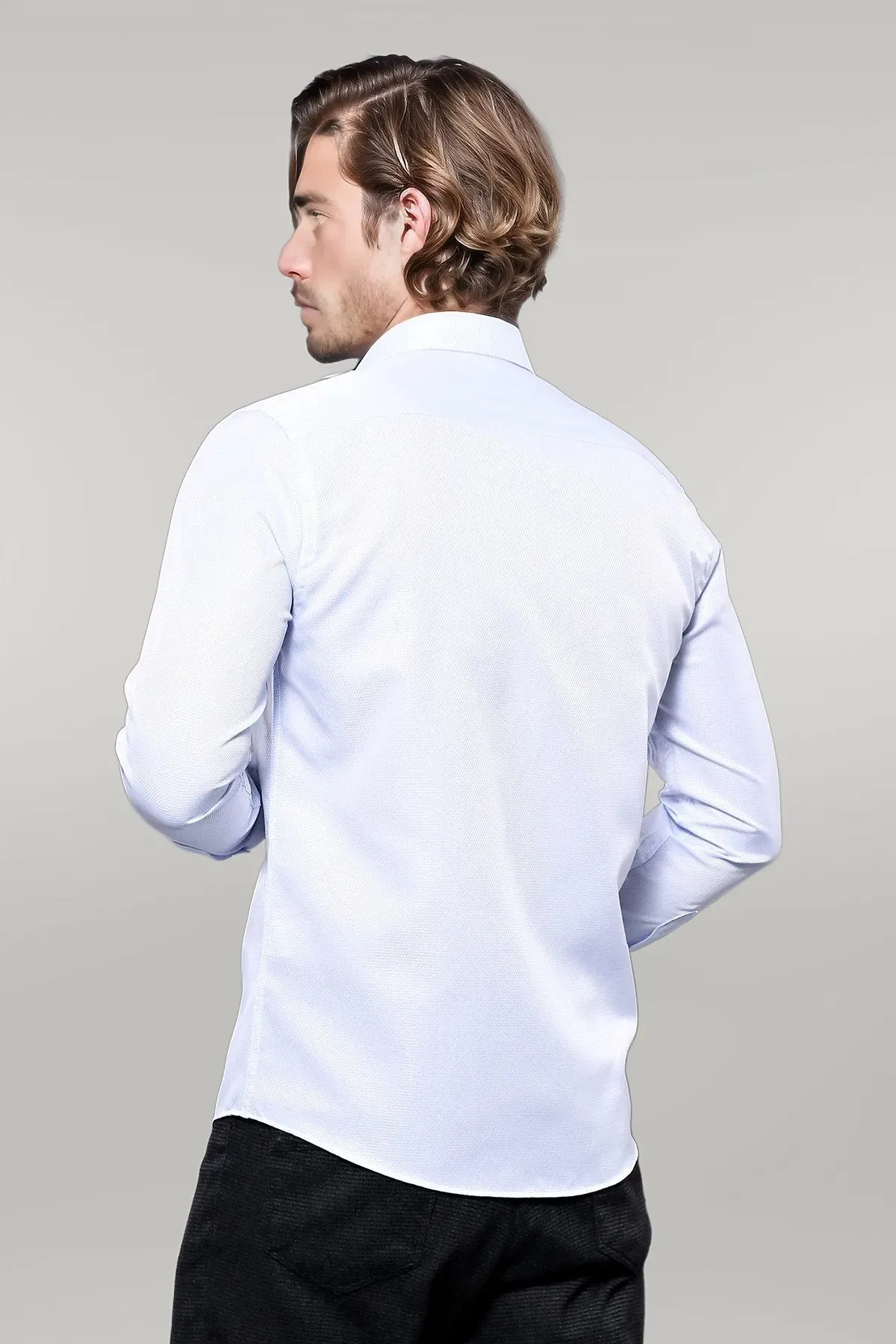 WSS Patterned Casual Baby Blue Shirt  - Singen