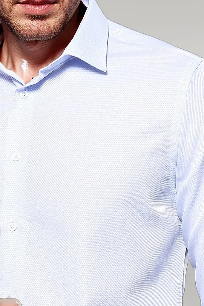 WSS Patterned Casual Baby Blue Shirt  - Singen